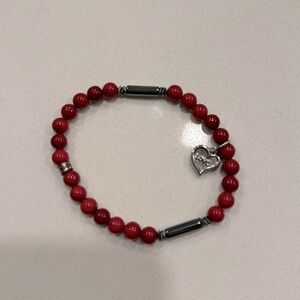Red Stone Love Beaded Bracelet